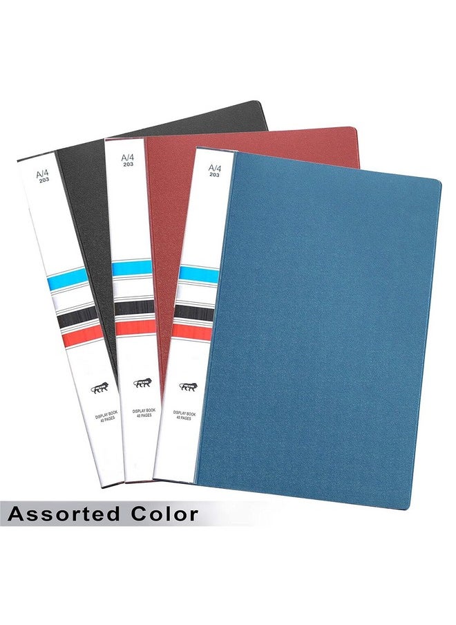 TULMAN 2 Pack 20 Pockets Bound A4 Size Presentation Display Book Portfolio File Folder Presentation Binders with Plastic Clear Sleeves Document Organizer for School Office (Assorted Color)