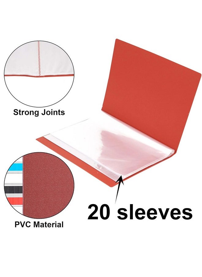 TULMAN 2 Pack 20 Pockets Bound A4 Size Presentation Display Book Portfolio File Folder Presentation Binders with Plastic Clear Sleeves Document Organizer for School Office (Assorted Color)