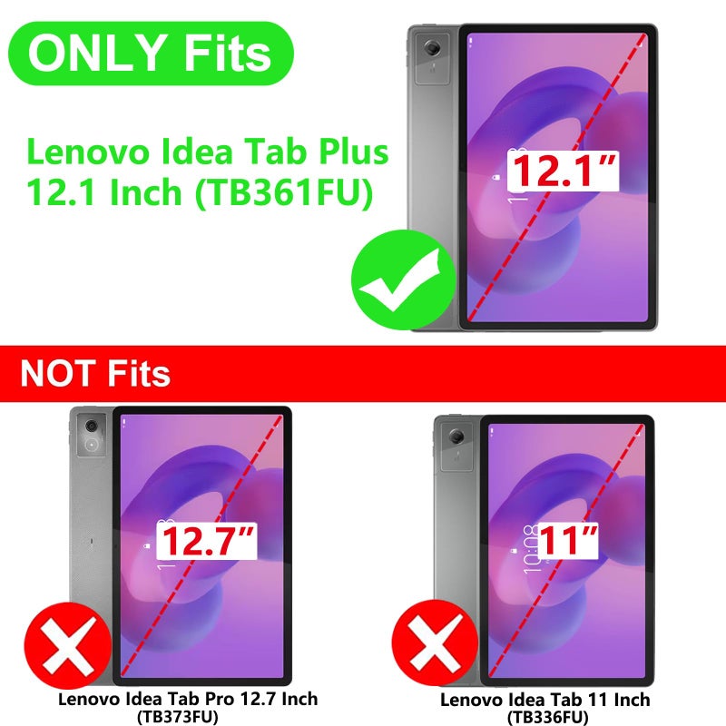 Vakarey for Lenovo Idea Tab Plus Case with Pencil Holder Shockproof Cover for Lenovo Idea Tab Plus 12.1 Inch Case TB361FU,Black - Image 2