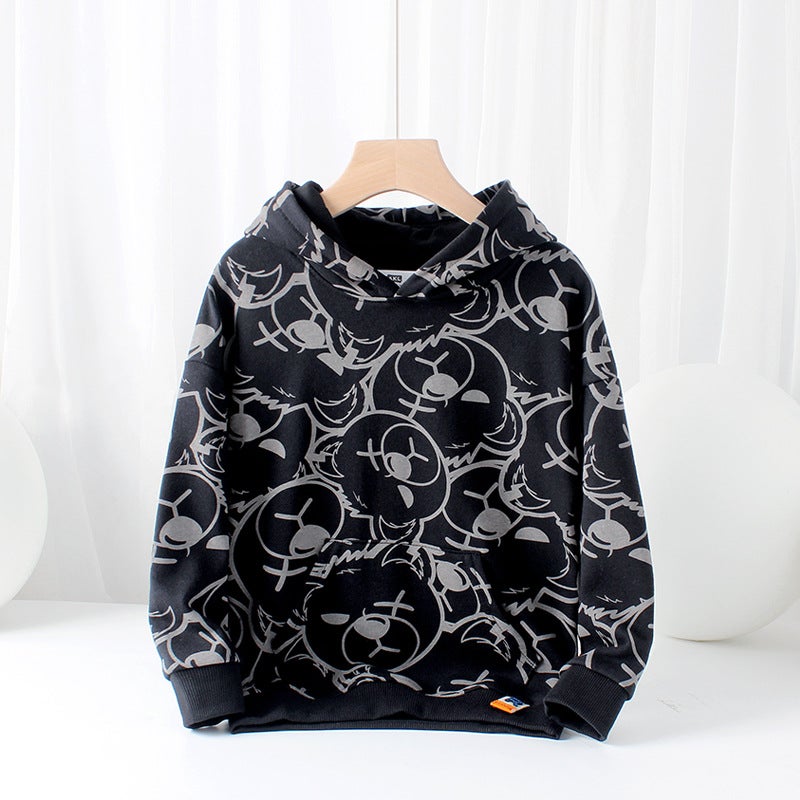 Children'S Clothing Korean Version Of The New Children'S Hooded Vests Big Children Full Printed Bear Long Sleeve Boys Vests - Image 5