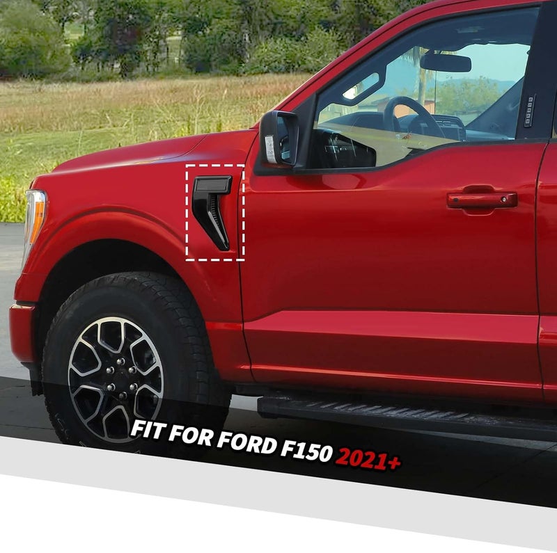 Jimen Fit for Ford F150 2021-2024, 4PCS Fender Side Vent Badge Emblem Cover Trim (Black) - Image 2