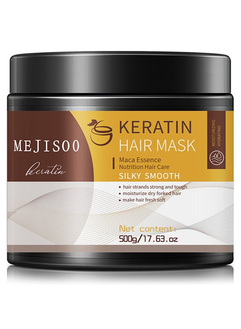 MEJISOO Keratin Hair Mask 500g – Deep Repair Conditioning Treatment for Nourish Dry Frizzy Split Ends, Advanced Smoothing Collagen Mask for Soft Silky Hair Care - Image 1