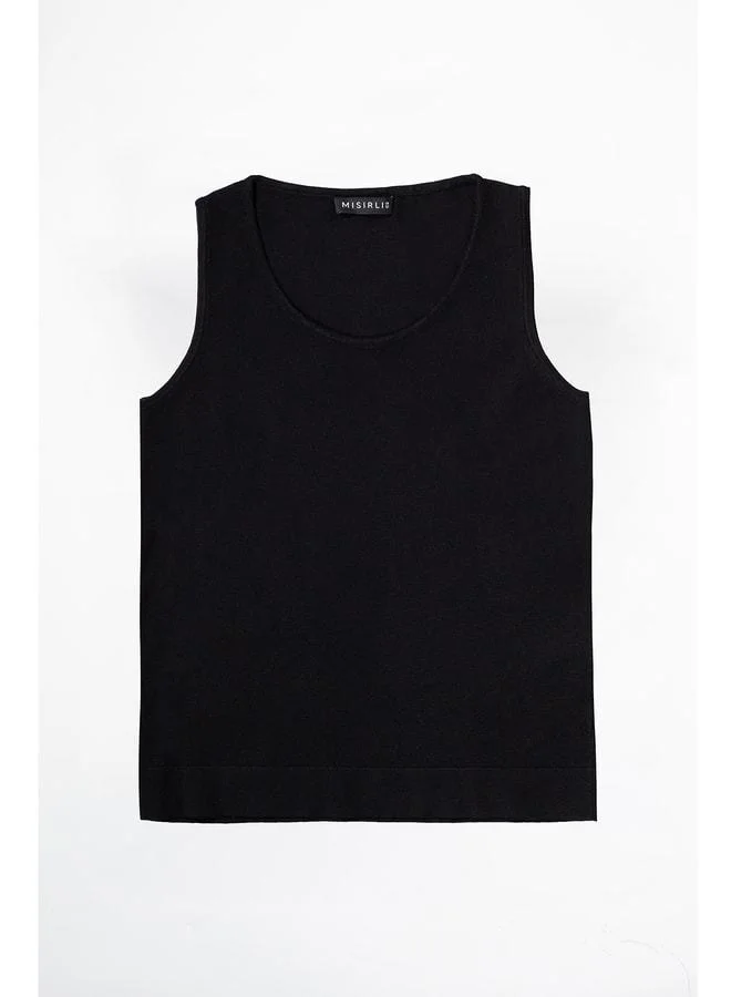 Mısırlı 1951 Black Sleeveless V-Neck Women's Tank Top