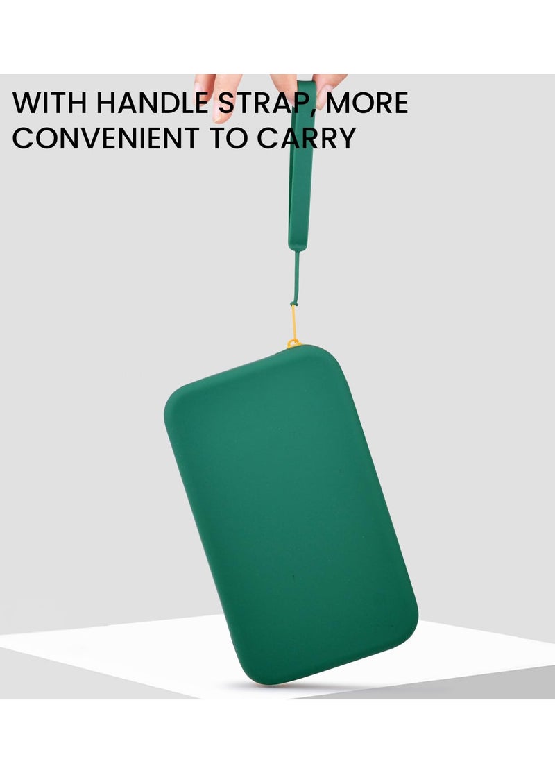 Zikra Silicone Makeup Bag, Premium Toiletry Bag for Makeup with Handle Strap and Zipper Closure, Portable Fashion Silicone Travel Cosmetic Bag for Women and Girls(Green) - Image 5