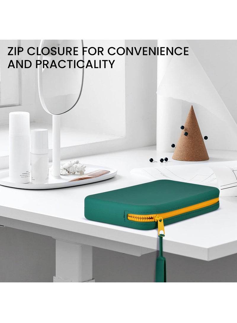 Zikra Silicone Makeup Bag, Premium Toiletry Bag for Makeup with Handle Strap and Zipper Closure, Portable Fashion Silicone Travel Cosmetic Bag for Women and Girls(Green) - Image 4