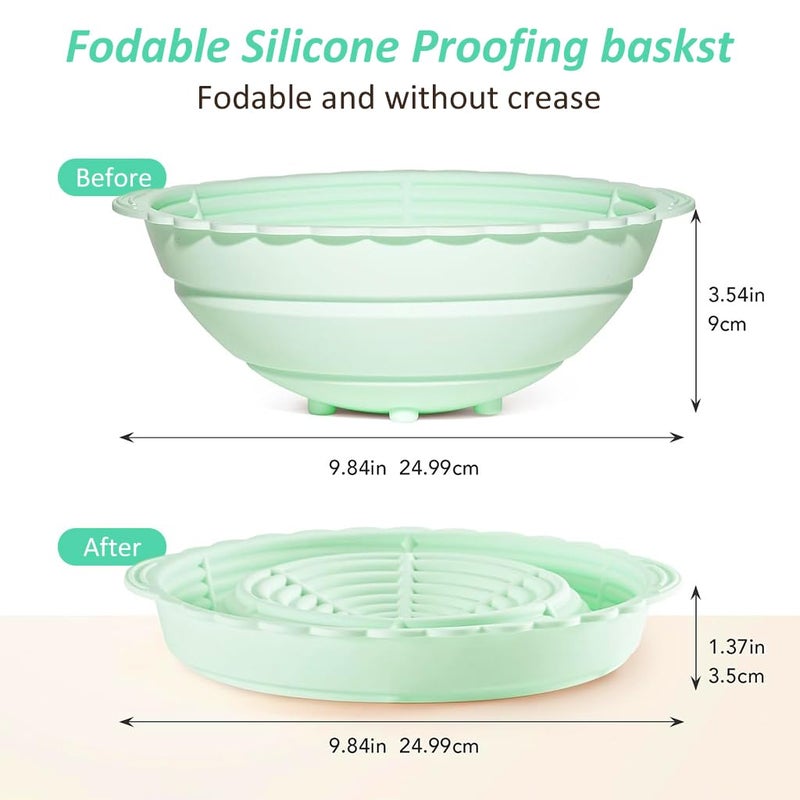 HASTHIP HASTHIP 96Inch Silicone Bread Basket Round Folding Silicone Bread Proofing Basket FoodGrade BPAFree NonStick Bread Baking Supplies for Sourdough Artisan Bread Green  - Image 4