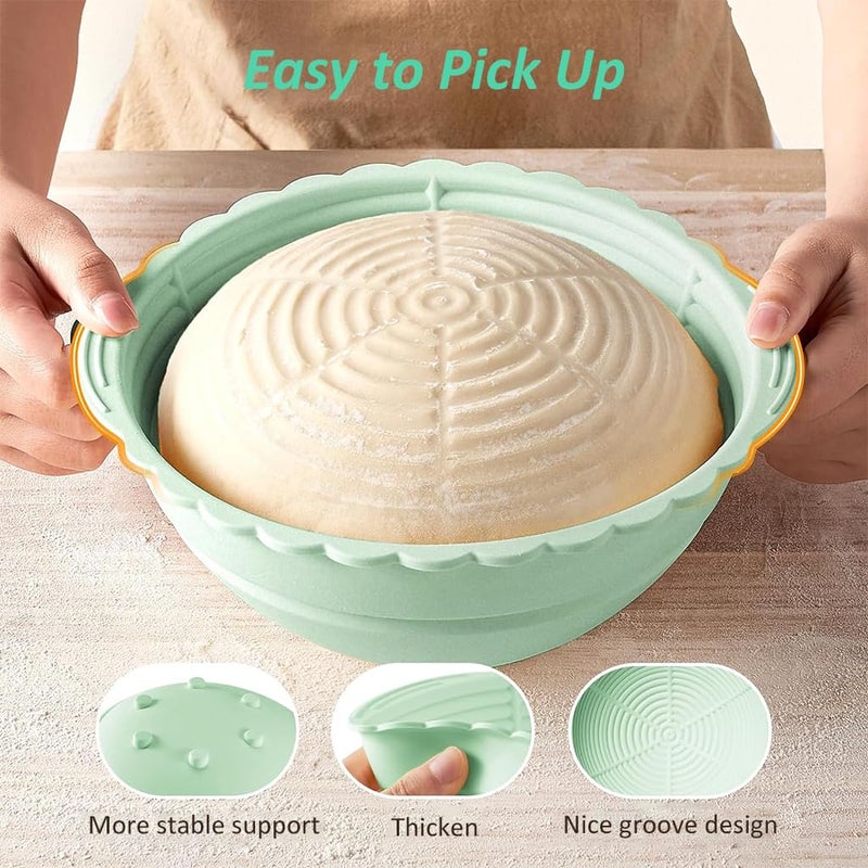 HASTHIP HASTHIP 96Inch Silicone Bread Basket Round Folding Silicone Bread Proofing Basket FoodGrade BPAFree NonStick Bread Baking Supplies for Sourdough Artisan Bread Green  - Image 2