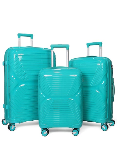3-Piece Polypropylene Travel Luggage Set, Light Weight with 360 Degree Rotation Wheels, Unbreakable luggage and Anti-Theft Zipper with TSA lock, 20/24/28 Inch sizes