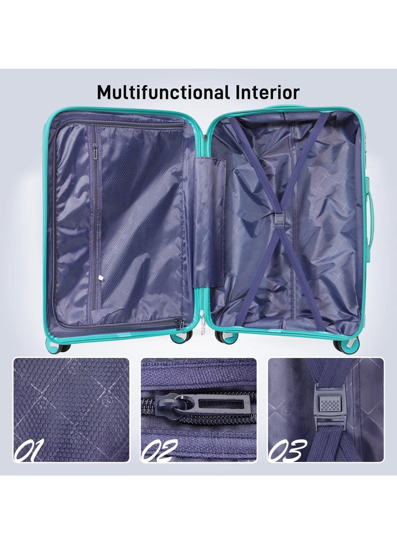 3-Piece Polypropylene Travel Luggage Set, Light Weight with 360 Degree Rotation Wheels, Unbreakable luggage and Anti-Theft Zipper with TSA lock, 20/24/28 Inch sizes