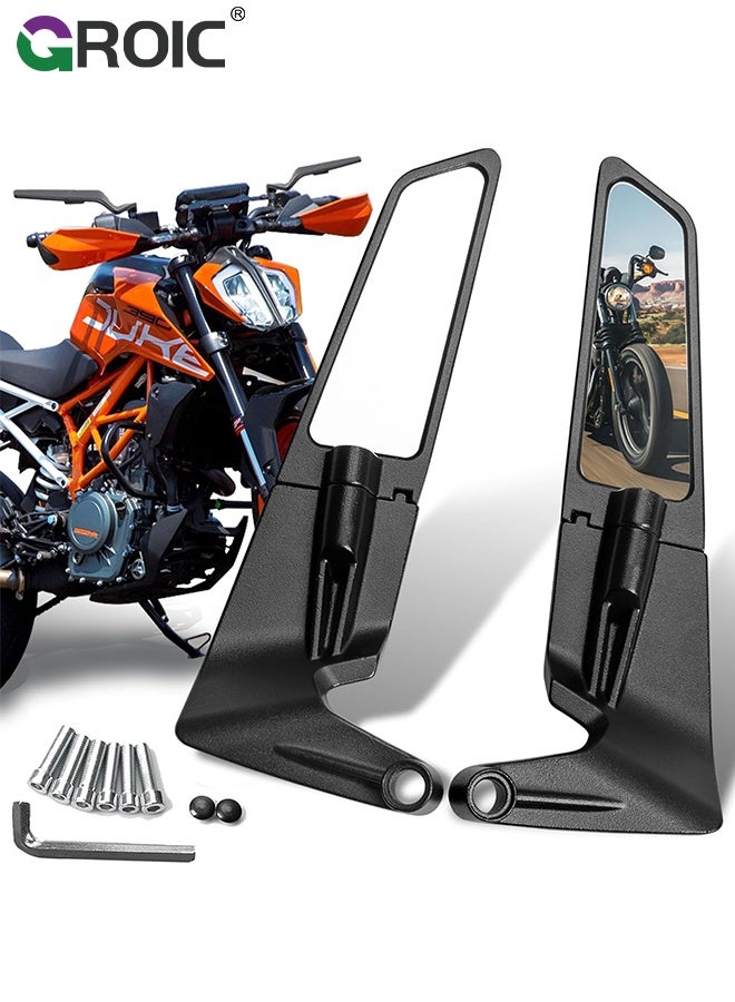 GROIC Motorcycle Rear View Mirrors, Adjustable 360° Rotating Stealth Wind Wing Side Mirrors Compatible with Motorcycle,djustable Stealth Handlebar End Side Mirrors,Motorcycle Accessories - Image 1