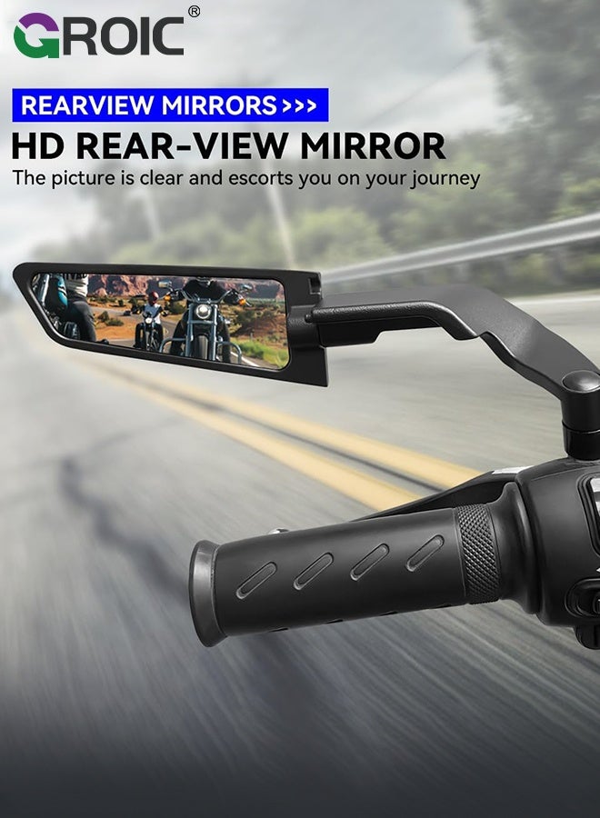 GROIC Motorcycle Rear View Mirrors, Adjustable 360° Rotating Stealth Wind Wing Side Mirrors Compatible with Motorcycle,djustable Stealth Handlebar End Side Mirrors,Motorcycle Accessories - Image 2