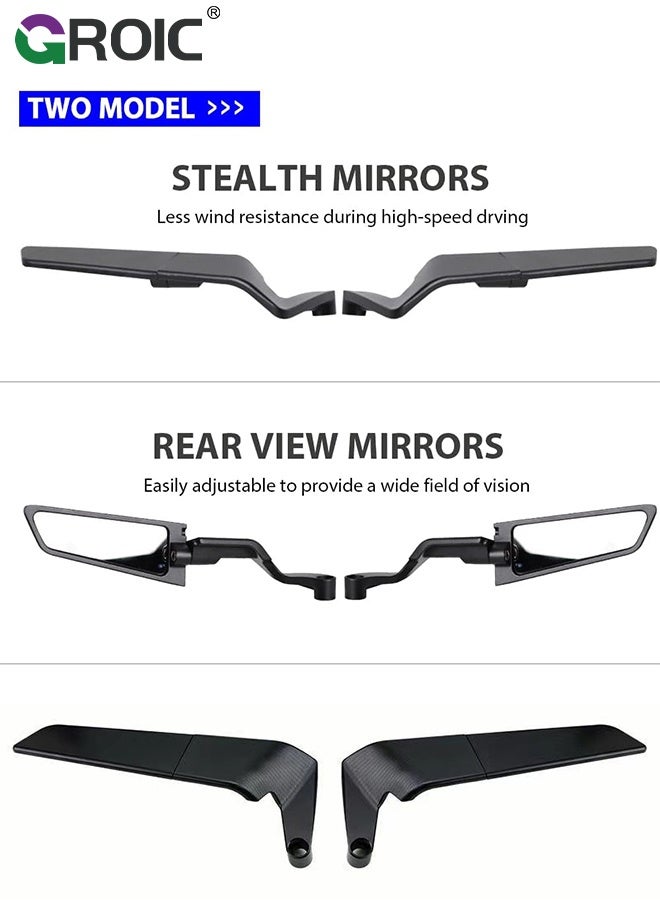 GROIC Motorcycle Rear View Mirrors, Adjustable 360° Rotating Stealth Wind Wing Side Mirrors Compatible with Motorcycle,djustable Stealth Handlebar End Side Mirrors,Motorcycle Accessories - Image 5