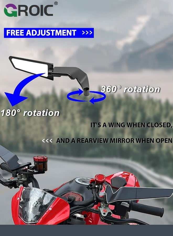 GROIC Motorcycle Rear View Mirrors, Adjustable 360° Rotating Stealth Wind Wing Side Mirrors Compatible with Motorcycle,djustable Stealth Handlebar End Side Mirrors,Motorcycle Accessories - Image 3