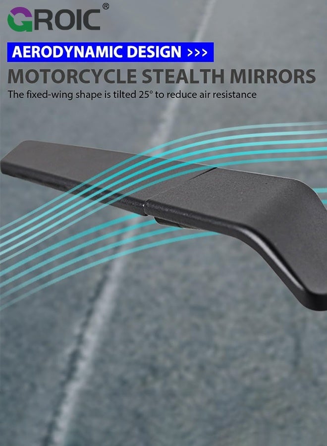 GROIC Motorcycle Rear View Mirrors, Adjustable 360° Rotating Stealth Wind Wing Side Mirrors Compatible with Motorcycle,djustable Stealth Handlebar End Side Mirrors,Motorcycle Accessories - Image 4