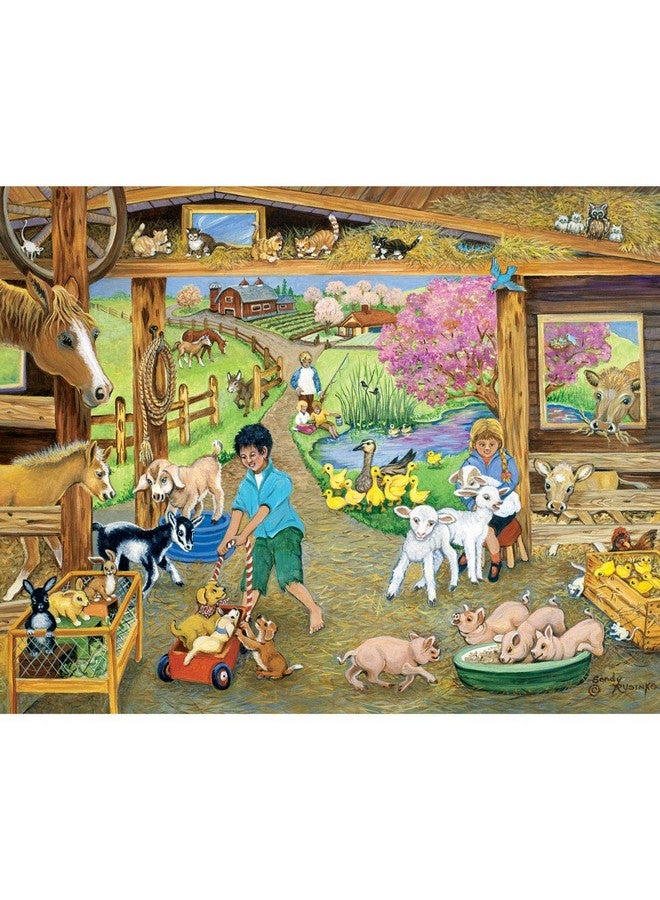 Bits and Pieces - 4-in-1 Multi-Pack - 300 Piece Jigsaw Puzzles for Adults-Each Measures 16" x 20" (46cm x 61cm)-Fun on The Farm by Artist Sandy Rusinko - Image 3