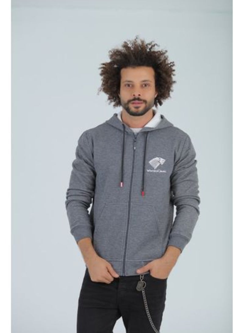 Caesar mens Printed ( Wolf ) hoodie with front zipper - Image 1