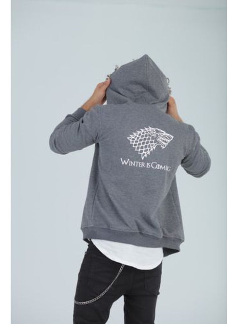 Caesar mens Printed ( Wolf ) hoodie with front zipper - Image 2