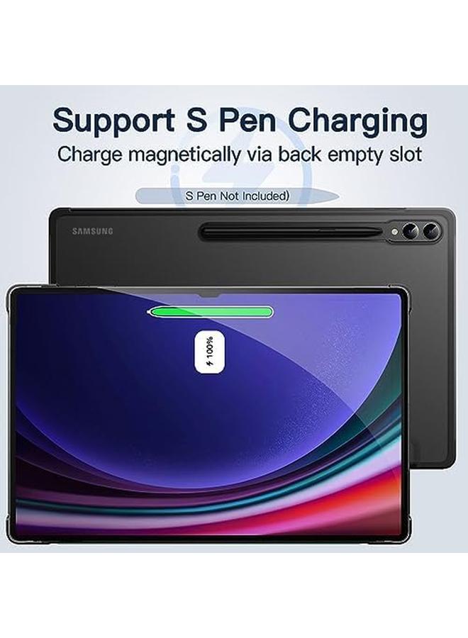 جي تيك حافظة لجهاز سامسونج جالكسي تاب S10 ألترا تاب S9 ألترا مقاس 14.6 بوصة مع ظهر شفاف وحامل ثلاثي الطي وغطاء حماية للكمبيوتر اللوحي يدعم قلم S Pen للشحن والاستيقاظ التلقائي والنوم، أسود جرافيت - Image 3