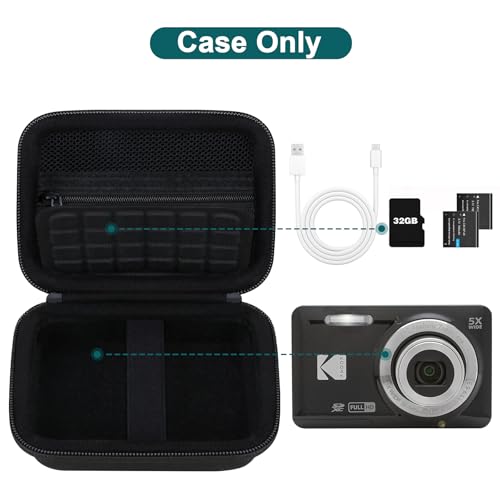 Canboc Hard Case for KODAK PIXPRO FZ55/ FZ45/ FZ43/ FZ53 16MP Digital Camera, Vlogging Camera Bag, Zipper Mesh Pocket fit Cable, SD Card, Black (Case Only) - Image 2