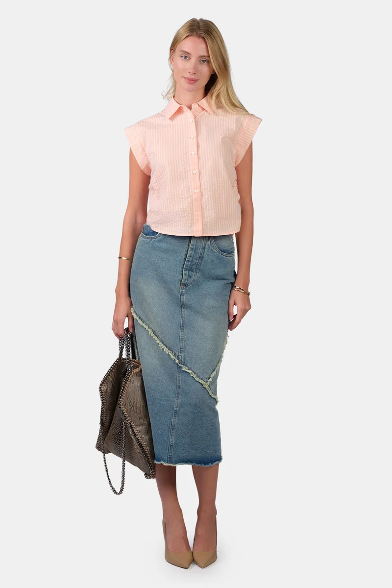 فيرجيو Stripes Cotton Ruched Shirt for Women