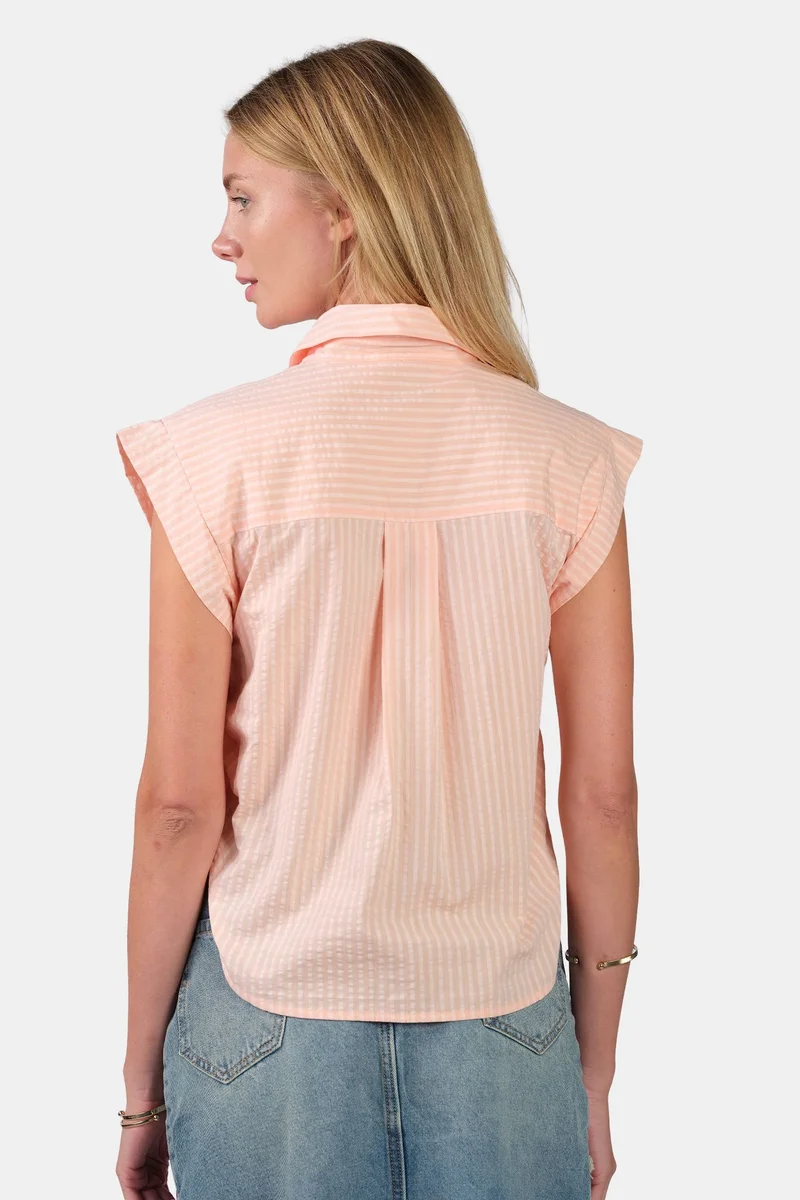 Virgio  Stripes Cotton Ruched Shirt for Women for Women | Best Price UAE