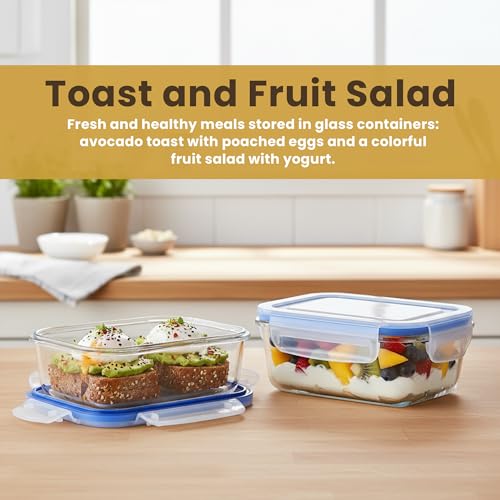 3Diamonds Glass Containers BPA-Free Locking Lids - 6 Pack, Premium Meal Prep Containers, Leakproof, Airtight, Microwave, Oven, Freezer, Dishwasher Safe, Ideal for Lunch, Kitchen, and Food Storage (Set of 6) - Image 3