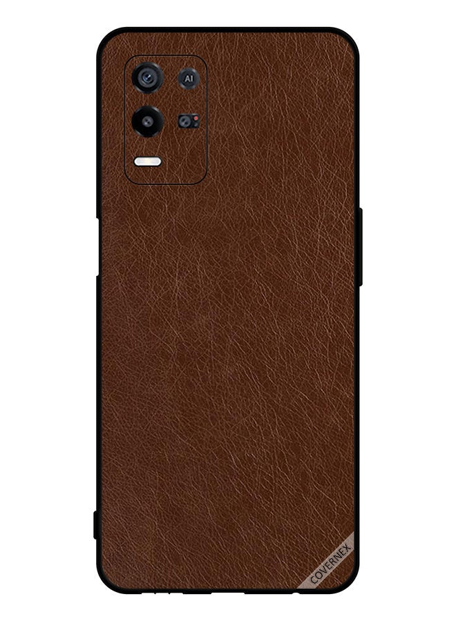 Covernex Protective Case Cover For Oppo K9x Dark Brown Leather Pattern  - Image 1