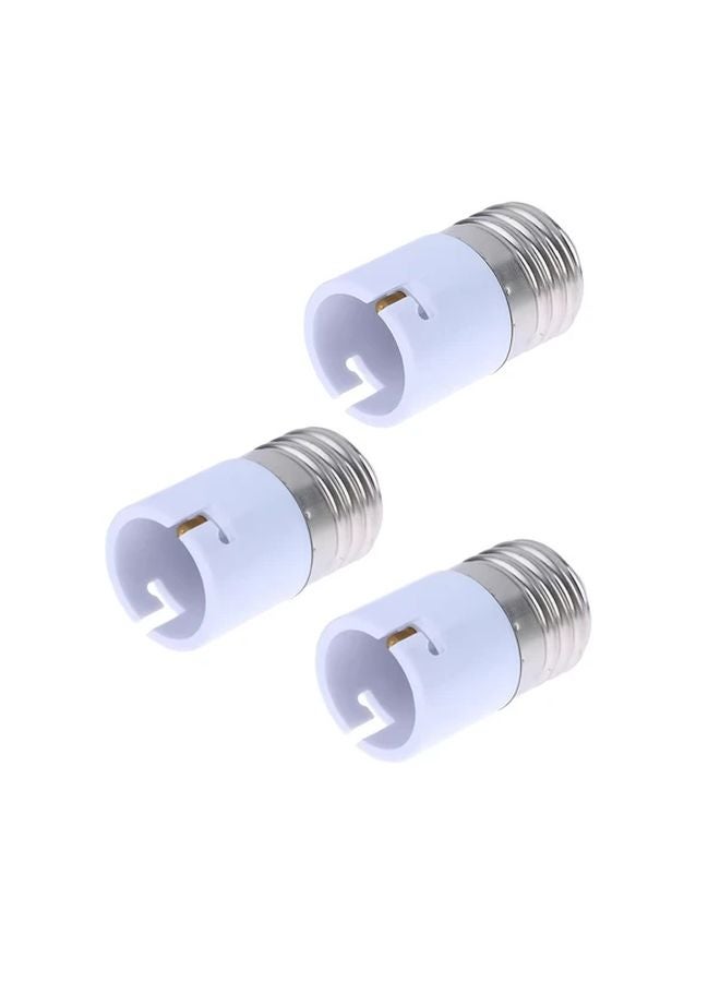 3pcs White LED Socket Lampbase E27 to B22 Adaptor Converter for Bulb Lamp Lighting - Image 1
