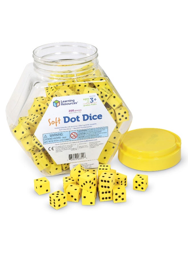 Learning Resources Soft Foam Dot Dice, Set Of 200, Quiet And Durable Dice For Classroom Games, Maths Activities, And Probability Learning - Image 1