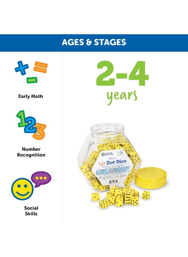 Learning Resources Soft Foam Dot Dice, Set Of 200, Quiet And Durable Dice For Classroom Games, Maths Activities, And Probability Learning - Image 4