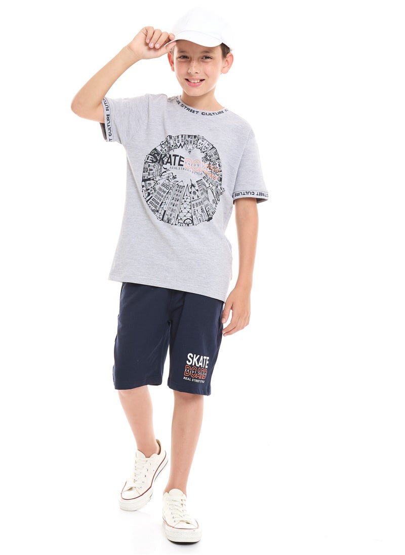 Boys 2-Piece Set T-Shirt & short for (6-12 Years) Grey & Navy - pzsku/Z63C38A34F57BC5E39E9CZ/45/_/1723130278/09ce4e01-2a79-44ae-937a-5acd6b5d0ed9