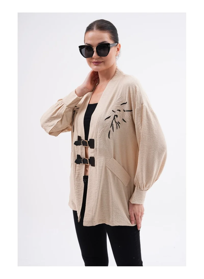 Linen Jacket with Modern Cutout Design