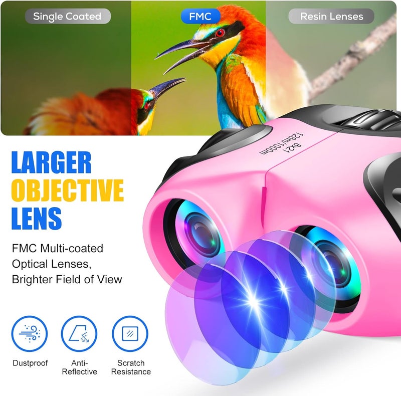 LET'SGO LET'S GO! Binocular for Kids, Compact High Resolution Shockproof Binoculars - Image 4