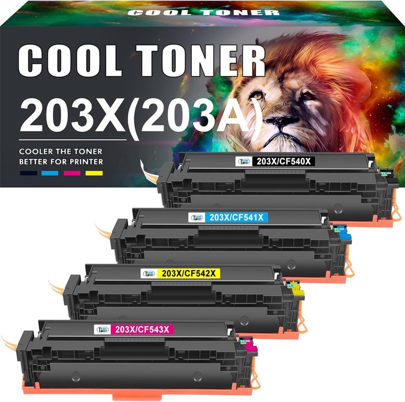كول تونر خرطوشة حبر 203X 203A متوافقة مع HP 203X 203A 203 CF540X CF540A لطابعات HP Color Laserjet Pro MFP M281fdw M281fdn M280nw M281cdw M281 M254dw M254nw M254dn M254dn M22 54 أسود سماوي أصفر أرجواني - Image 1