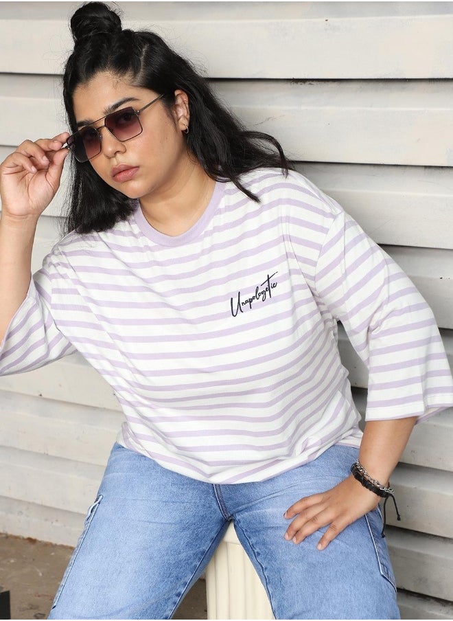 HIGH STAR Women's Lavender Plus Size Oversized Body T-shirt - Trendy and Comfortable  - Image 1