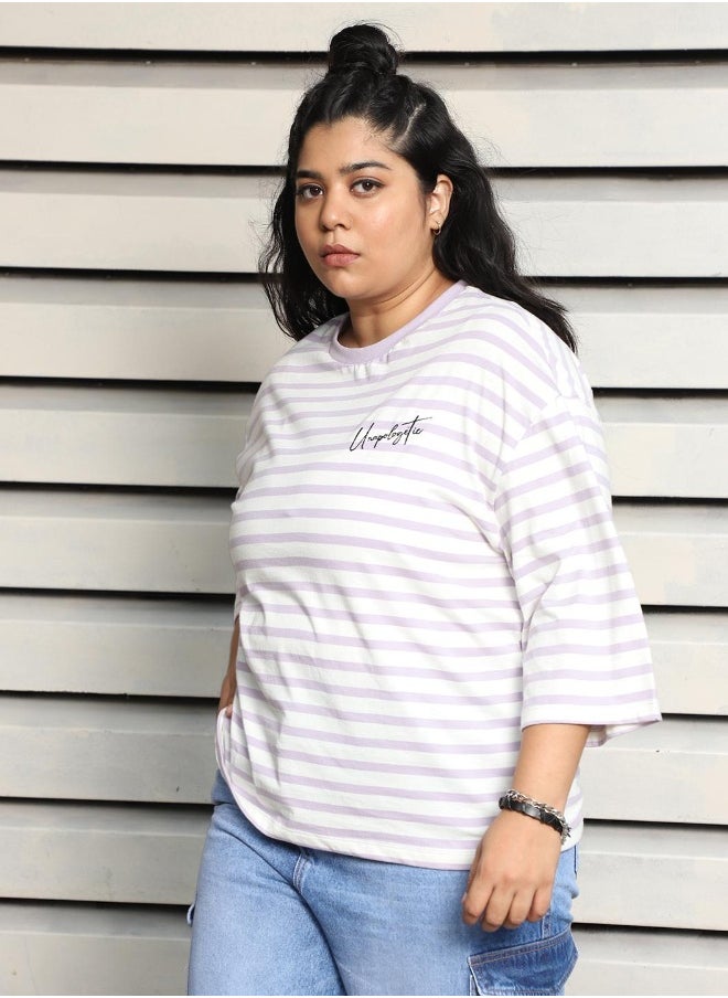 HIGH STAR Women's Lavender Plus Size Oversized Body T-shirt - Trendy and Comfortable  - Image 2