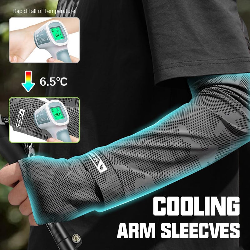 PALAY® Hand Gloves for Sun Protection Arm Sleeves for Men Women UV Protection Hand Sleeves with Thumb Hole Nylon Ice Silk Breathable Gloves for Bike Riding, Cycling, Golf, Outdoor Sports - Image 4