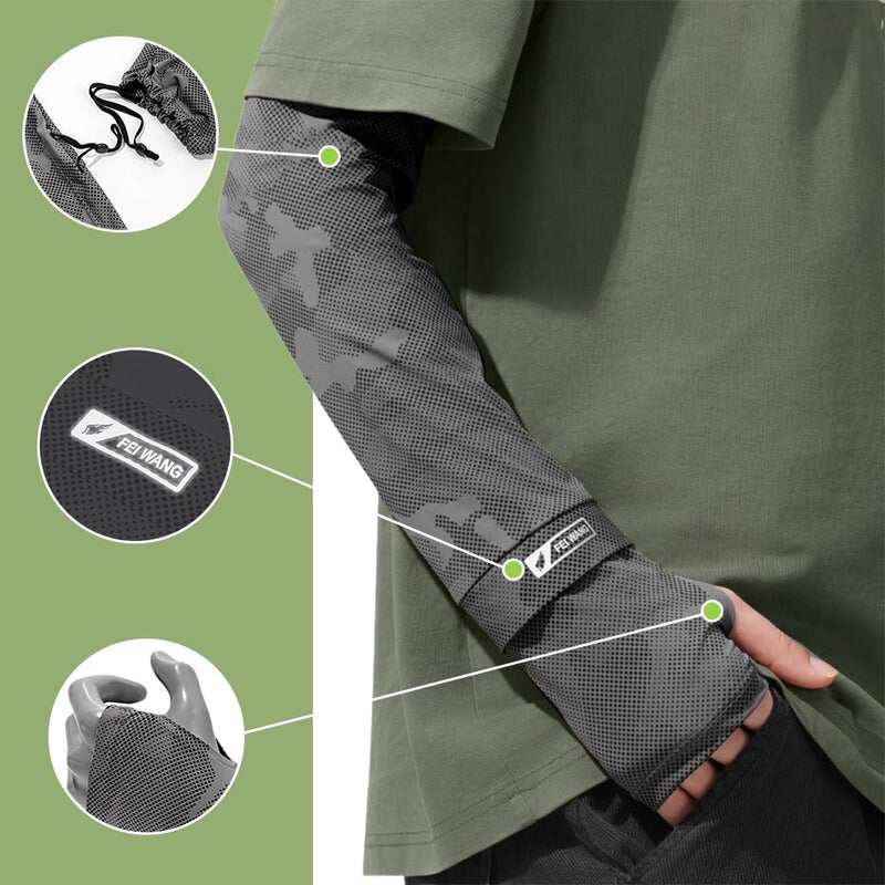 PALAY® Hand Gloves for Sun Protection Arm Sleeves for Men Women UV Protection Hand Sleeves with Thumb Hole Nylon Ice Silk Breathable Gloves for Bike Riding, Cycling, Golf, Outdoor Sports - Image 5