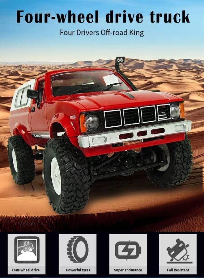 The perseids RC Rock Crawler RC Trucks 4x4 Pickup 1:16 Remote Control Car 2.4G Off-Road RC Crawler Semi Truck and Trailer All Terrain RTR Racing Vehicles Pickup with 2 Batteries (WPL C24) - Image 4