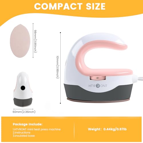 HTVRONT Heat Press Mini Heat Press Machine, Small Heat Press Portable Iron Press Machine for T Shirts, Hats, Heating Transfer Projects (Pink) - Image 3