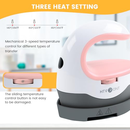 HTVRONT Heat Press Mini Heat Press Machine, Small Heat Press Portable Iron Press Machine for T Shirts, Hats, Heating Transfer Projects (Pink) - Image 2