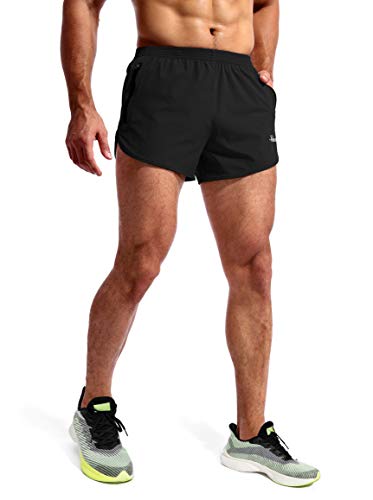 Pudolla Men’s Running Shorts 3 Inch Quick Dry Gym Athletic Workout Shorts for Men with Zipper Pockets(Black Large) - Image 4