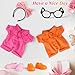 ARTST 2 Set 17cm Doll Clothes AccessoriesDoll Outfits for 17CM67inch Pink Butterfly hairbowGlassesPink Orange OverallsShoes - Image 4