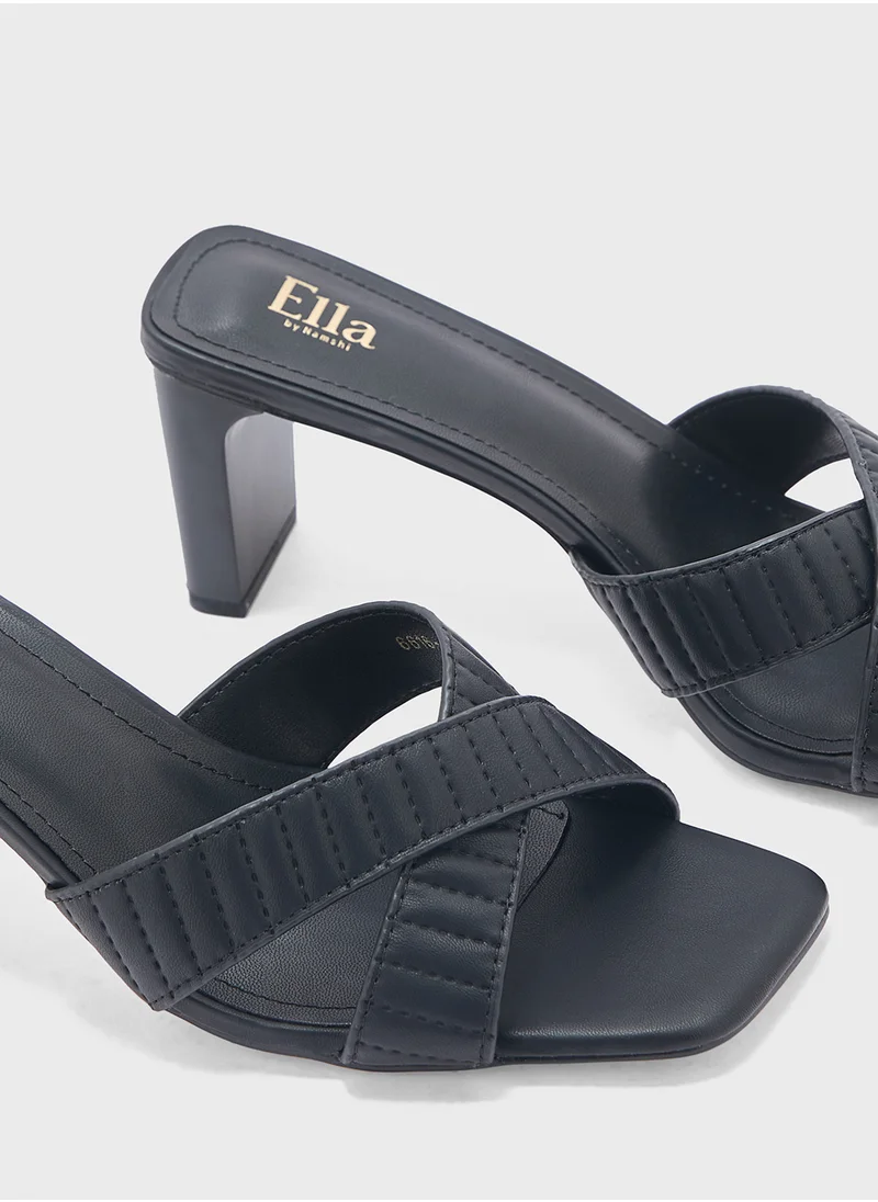 ELLA Cross Strap Mule Heel Sandal