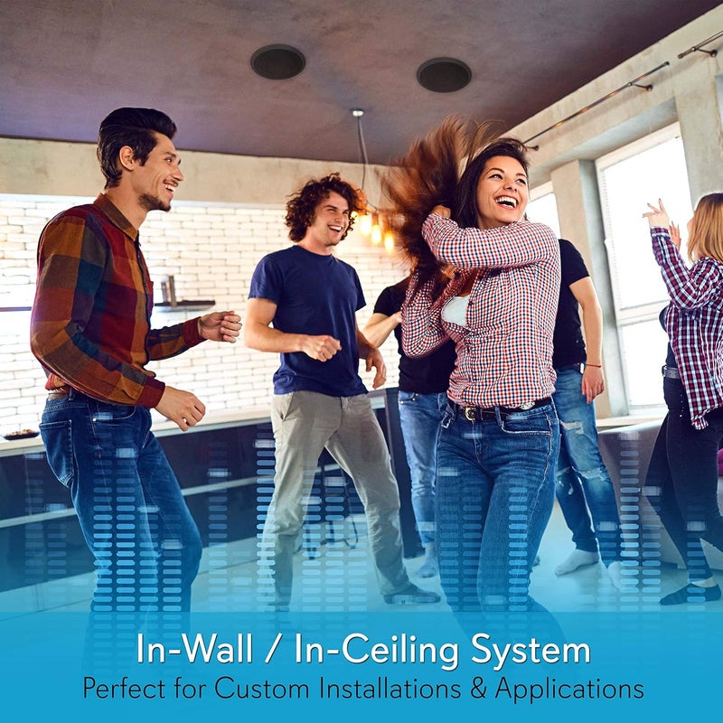 Pyle 8'' Ceiling Wall Mount Speakers-Pair of 2-Way Midbass Woofer Speaker 1/2'' Polymer Dome Tweeter Flush Design w/50Hz-20kHz Frequency Response&250 Watts Peak Easy Installation-Pyle PDIC81RDBK - Image 2