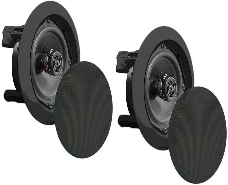 Pyle 8'' Ceiling Wall Mount Speakers-Pair of 2-Way Midbass Woofer Speaker 1/2'' Polymer Dome Tweeter Flush Design w/50Hz-20kHz Frequency Response&250 Watts Peak Easy Installation-Pyle PDIC81RDBK - Image 1