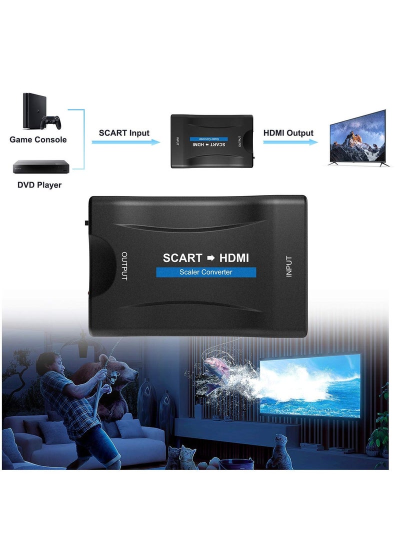Generic - SCART to HDMI Converter Adaptor Converts Analog Scart Input to HDMI Output 720P or 1080p 60Hz SCART Input HDMI Output Adaptor for HDTV STB VHS Xbox PS3 Sky BLU-Ray DVD Player Monitor Projector - Image 1
