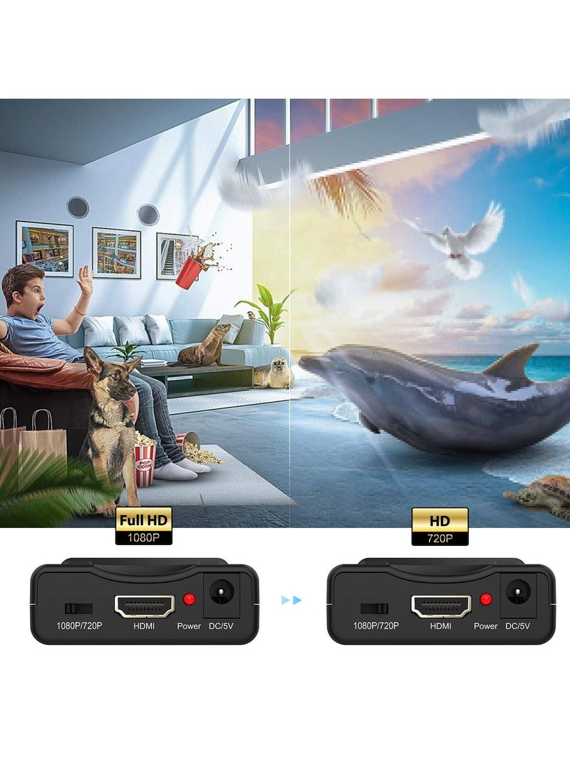 Generic - SCART to HDMI Converter Adaptor Converts Analog Scart Input to HDMI Output 720P or 1080p 60Hz SCART Input HDMI Output Adaptor for HDTV STB VHS Xbox PS3 Sky BLU-Ray DVD Player Monitor Projector - Image 1