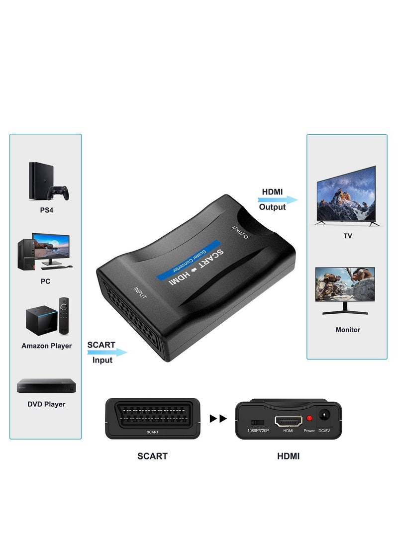 Generic - SCART to HDMI Converter Adaptor Converts Analog Scart Input to HDMI Output 720P or 1080p 60Hz SCART Input HDMI Output Adaptor for HDTV STB VHS Xbox PS3 Sky BLU-Ray DVD Player Monitor Projector - Image 1