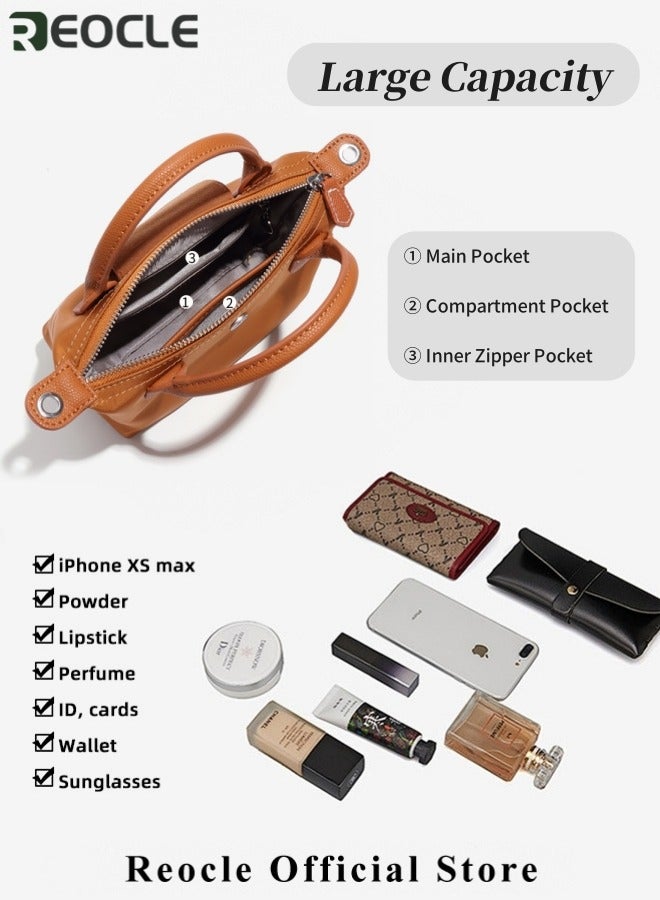 REOCLE Women's Shoulder Bag Crossbody Purse Messenger Bag Vegan Leather Ladies Clutch with Adjustable Strap Genuine Top Handle Handbags - Image 5